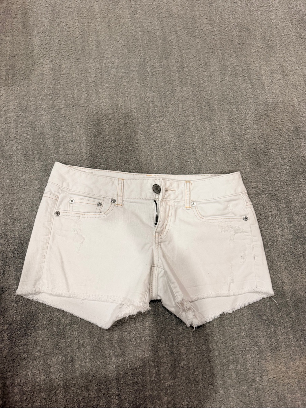 American Eagle Outfitters White Distressed Denim Cutoff Shorts